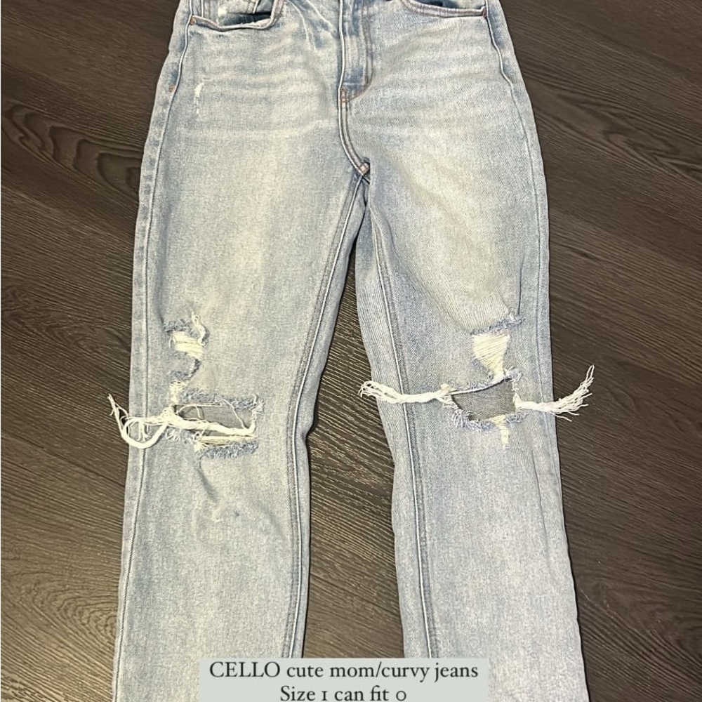 Cello Light Blue Ripped Straight Leg Jeans